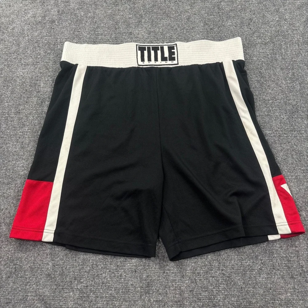 TITLE‎ Boxing Shorts Medium Black White Red Polyester Athletic Mens